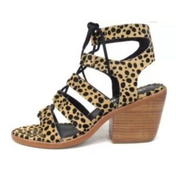 Sol Sana Shoes - Sol Sana Rudey Cheetah Lace Up Sandals Tan/Black